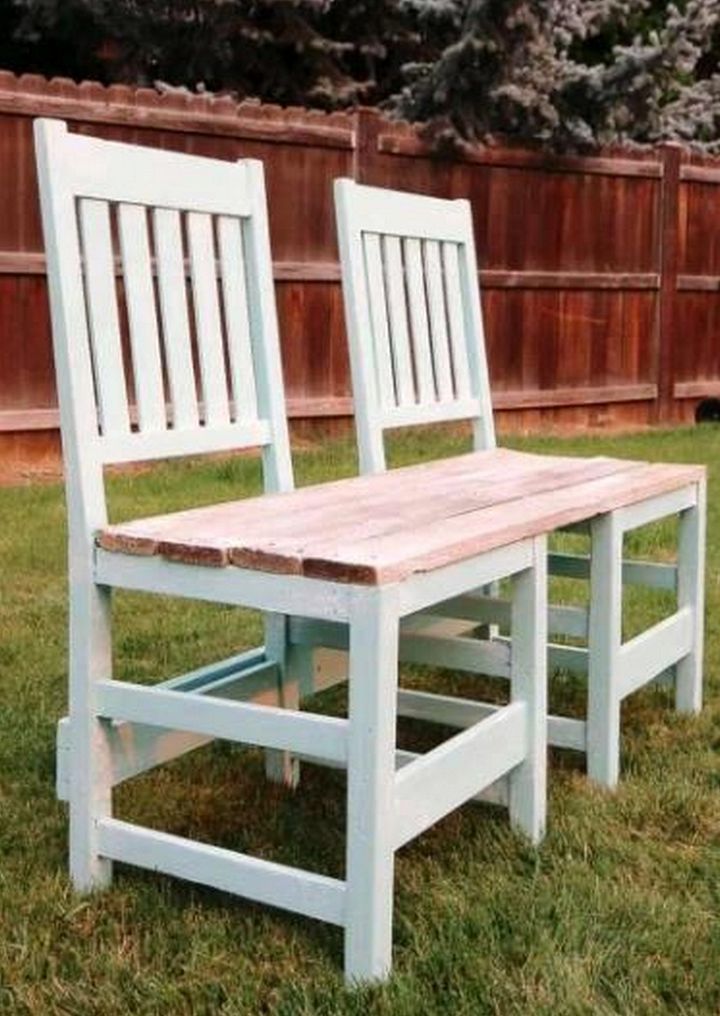 Colorful Upcycled Chair Bench For Your Backyard