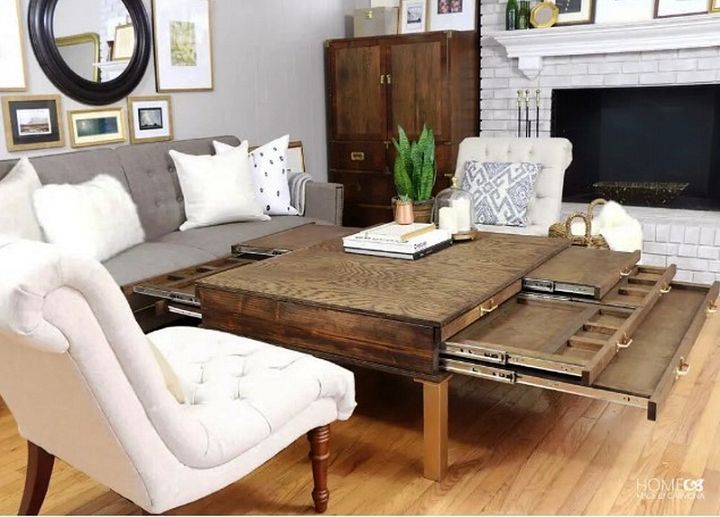 DIY Coffee Table With Pullouts