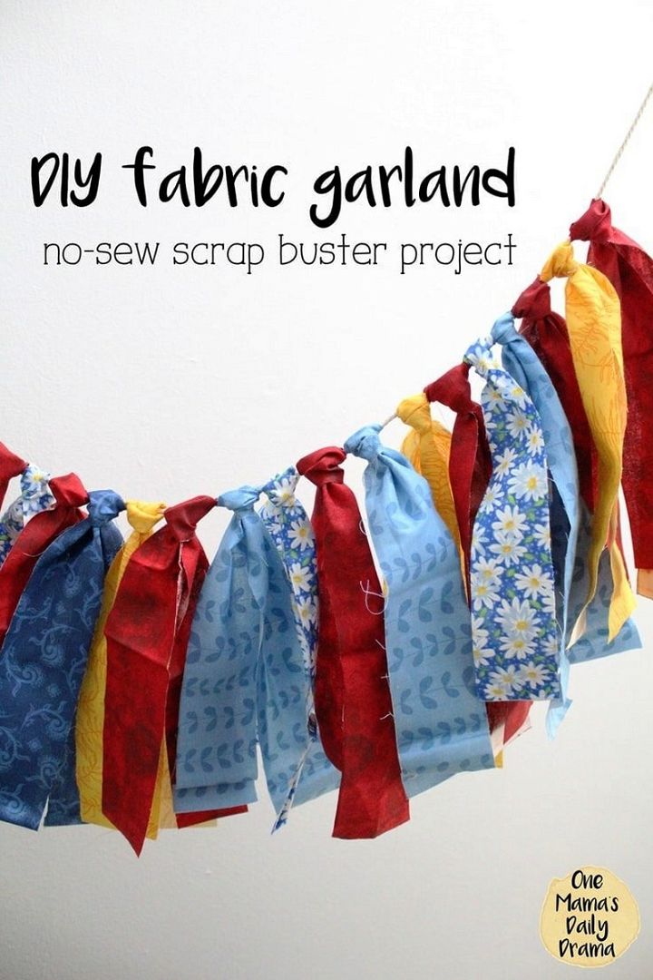 DIY Fabric Garland No Sew Scrap Buster Project