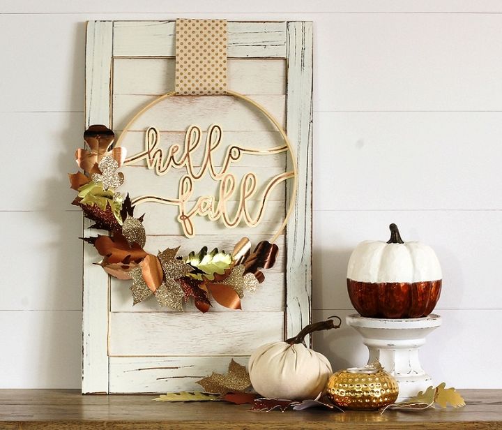 DIY Fall Wreath with Mixed Metallic Paper Leaves