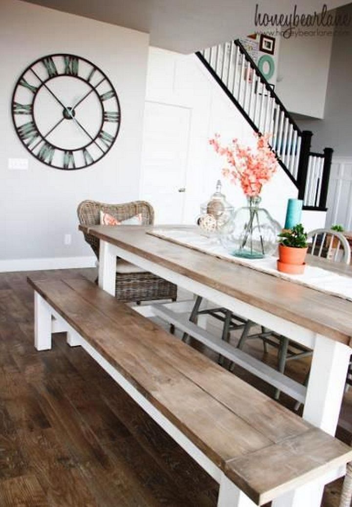 DIY Farmhouse Table And Bench