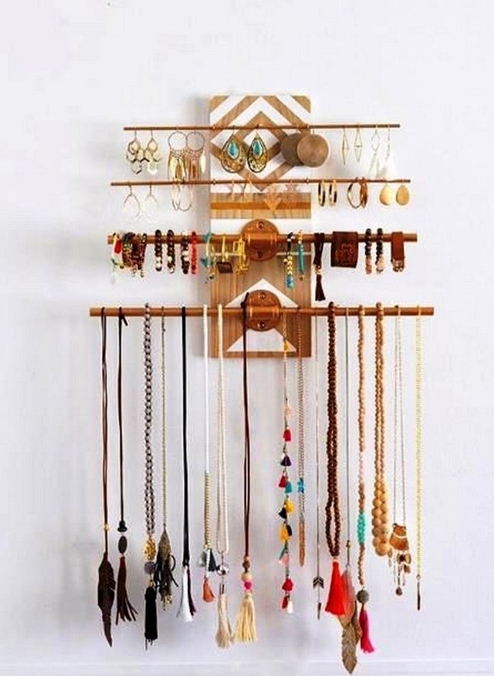 DIY Geometric Wall Jewelry Organizer