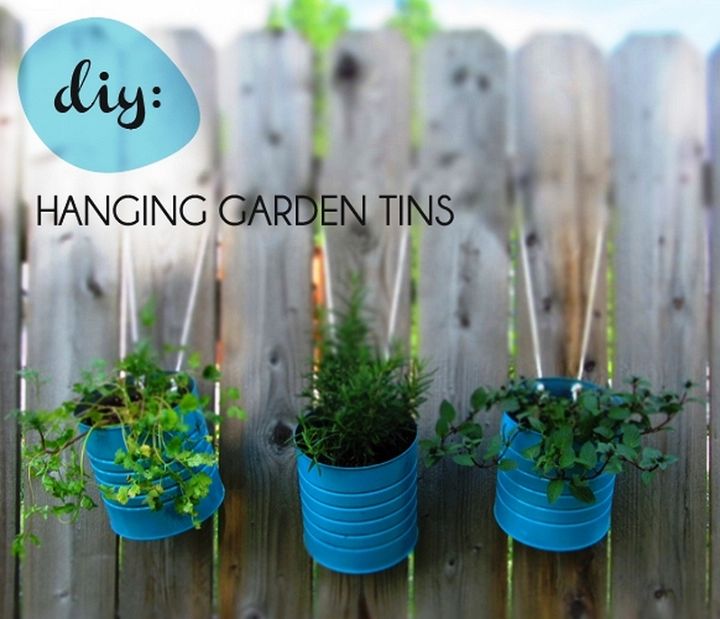 DIY Hanging Flower Tins For Garden