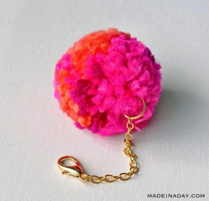 DIY Pom Pom Keychain Bag Charm