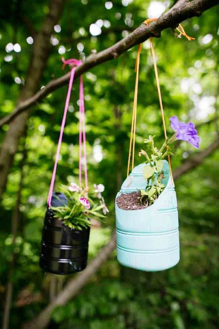 DIY Recycled Hanging Planters