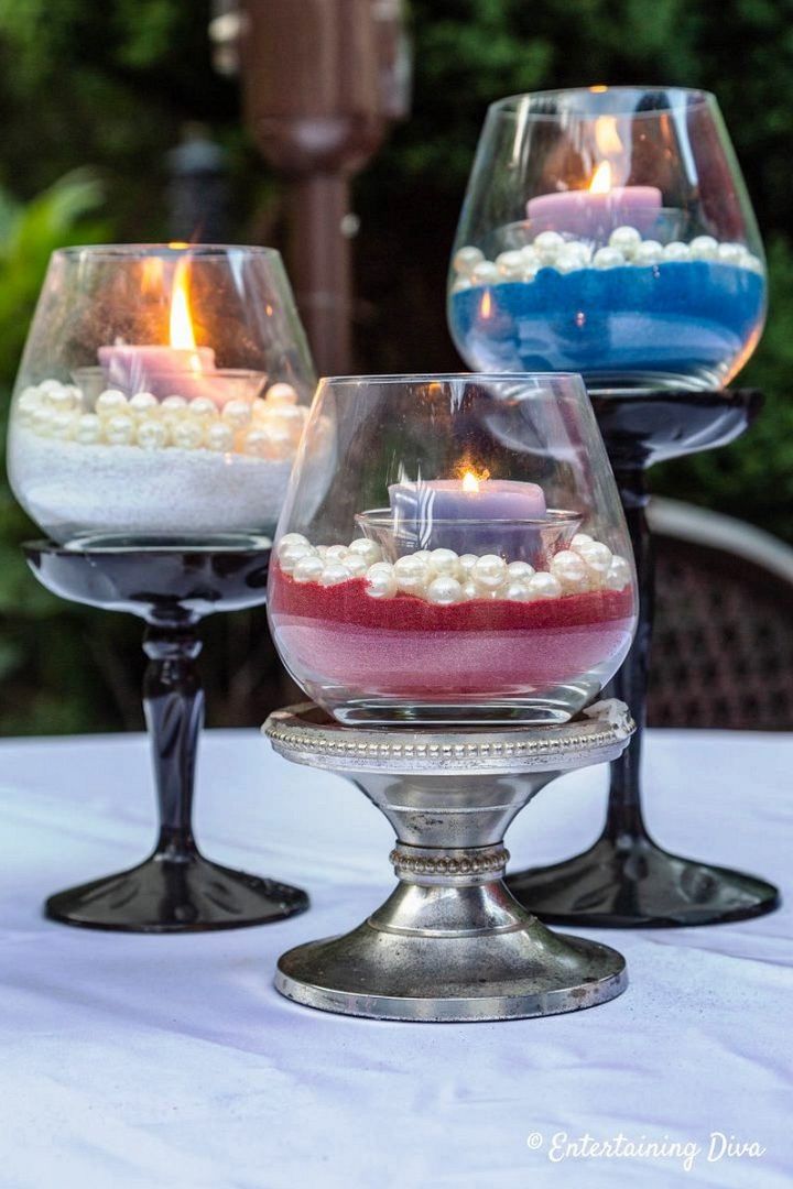 DIY Sand And Pearls Candle Holder