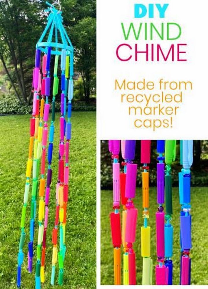 DIY Wind Chime Made From Recycled Marker Caps