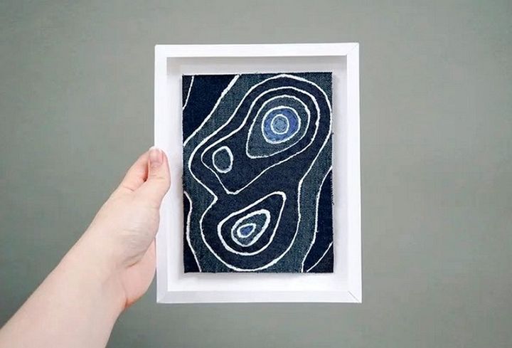 Diy Topographic Map In Denim Fun Recycling Project Wall Art