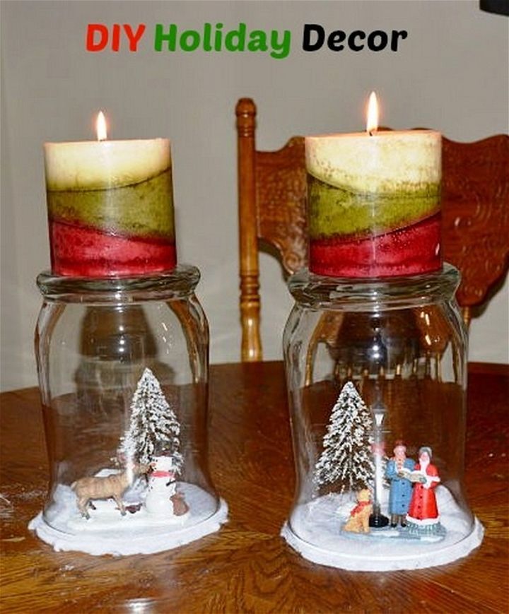 Easy Winter Glass Candle Holder Decorations Tutorial