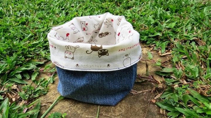 Fabric Basket From Jeans Leg