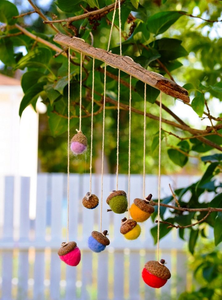 Felted Pom Pom Acorn Craft for Kids