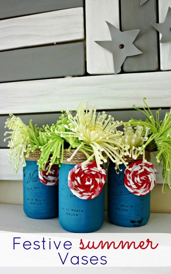 Festive Summer Mason Jar Vases