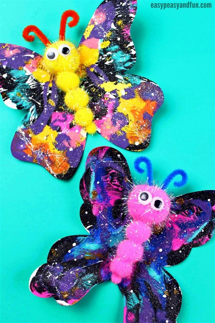 Galaxy Butterfly Pom Pom Craft