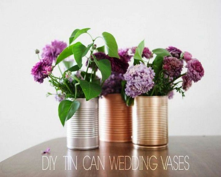 Hand Painted Tin Can Wedding Centerpieces