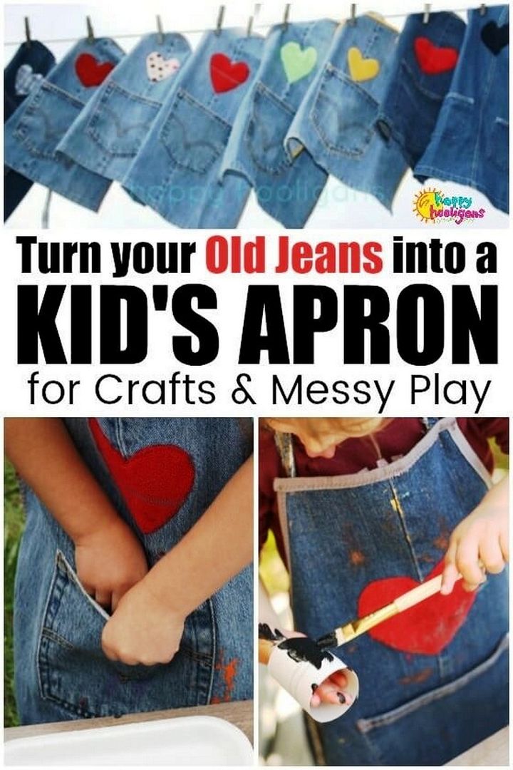 How To Make A Kids Apron From Your Old Jeans