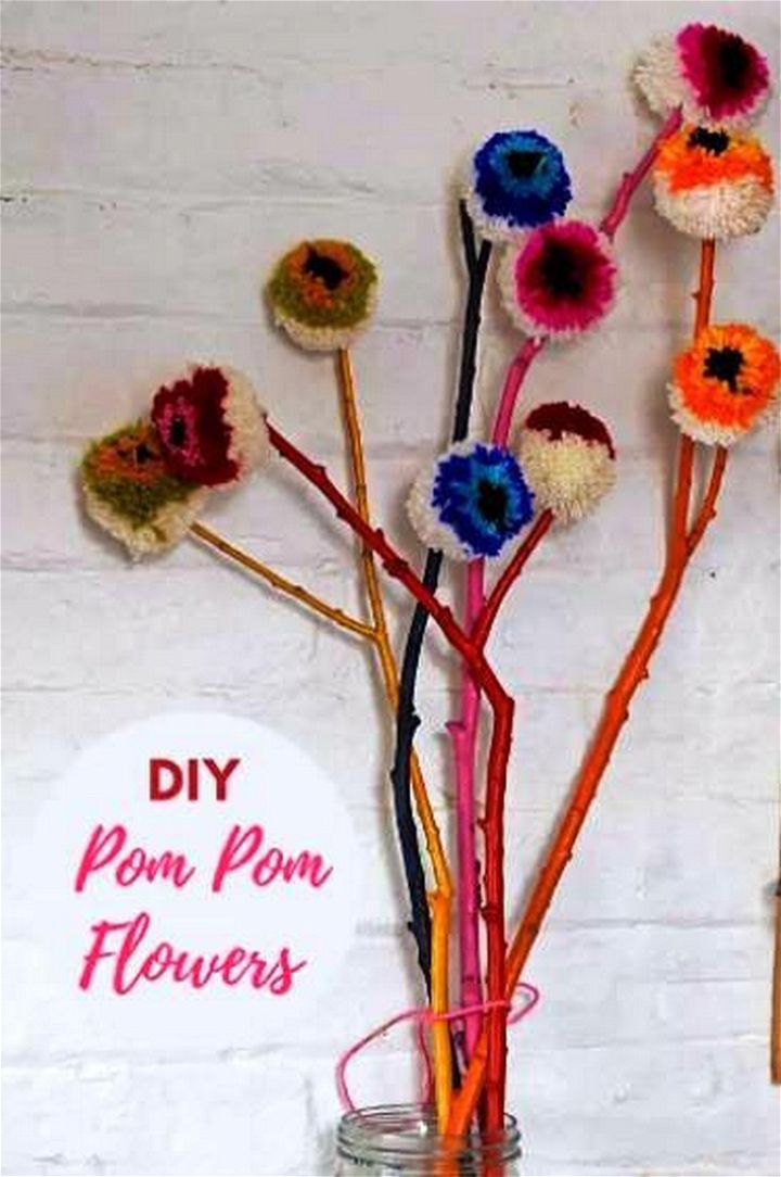 How To Make Rainbow DIY Pom Pom Flowers Decoration