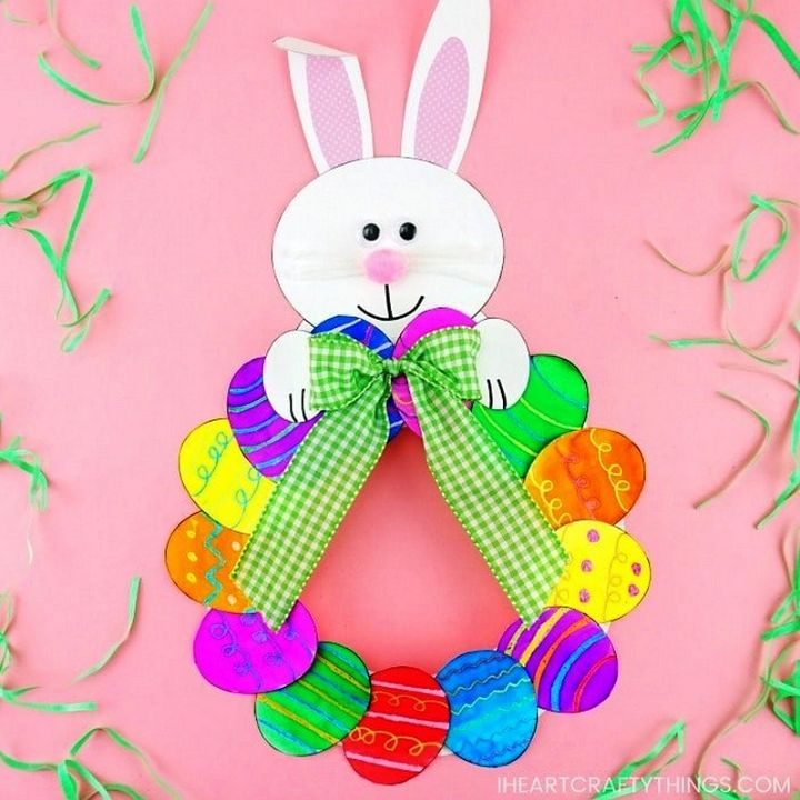 How to Make a Paper Plate Easter Egg Wreath Easy Easter Craft for Kids