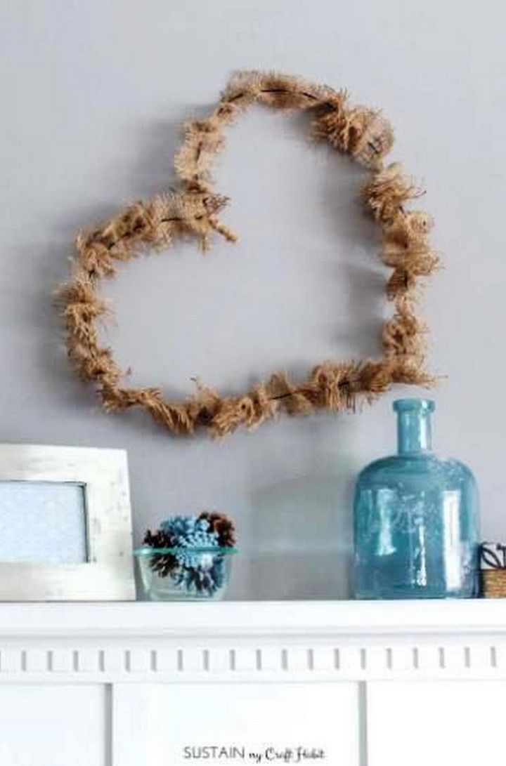How to Make a Simple Wire and Burlap Heart Wreath