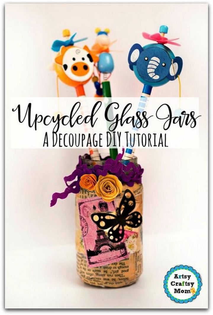 How to Upcycle Glass Jars – Decoupage DIY Tutorial