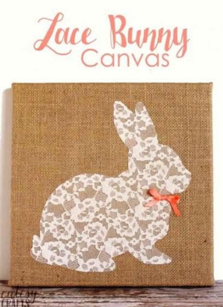 Lace Bunny Canvas Easter Craft