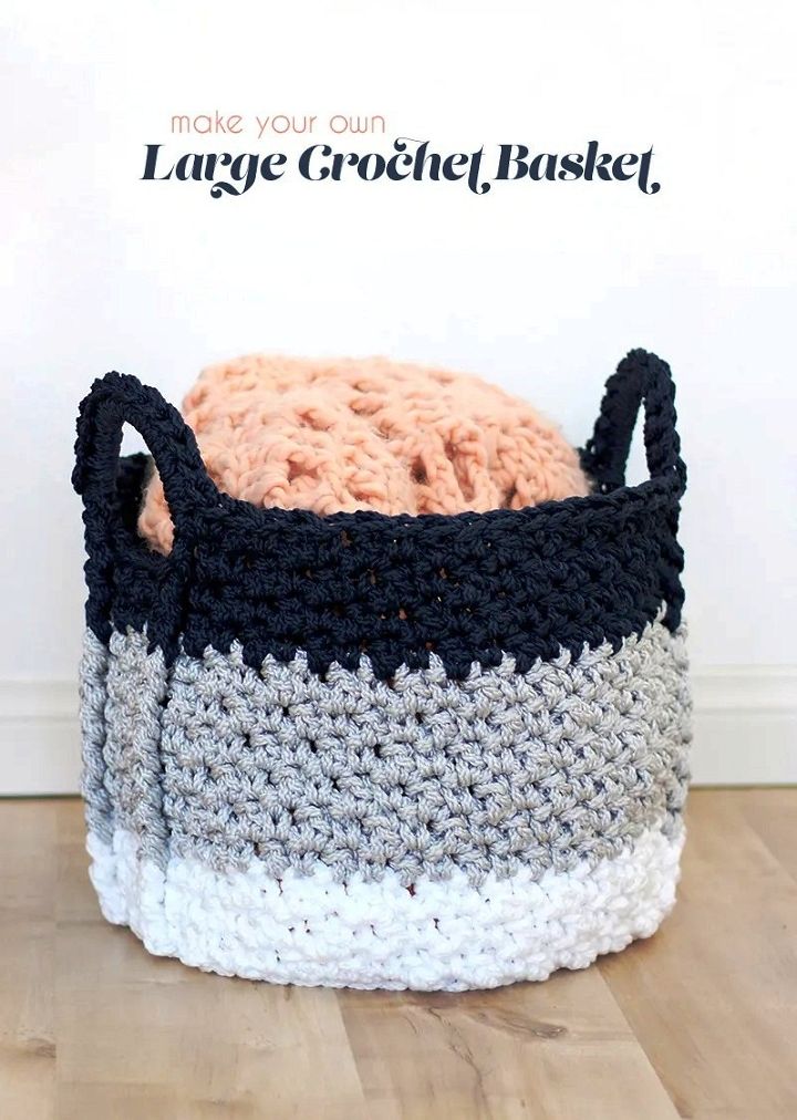 Large Crochet Basket With Handles – Free Crochet Pattern