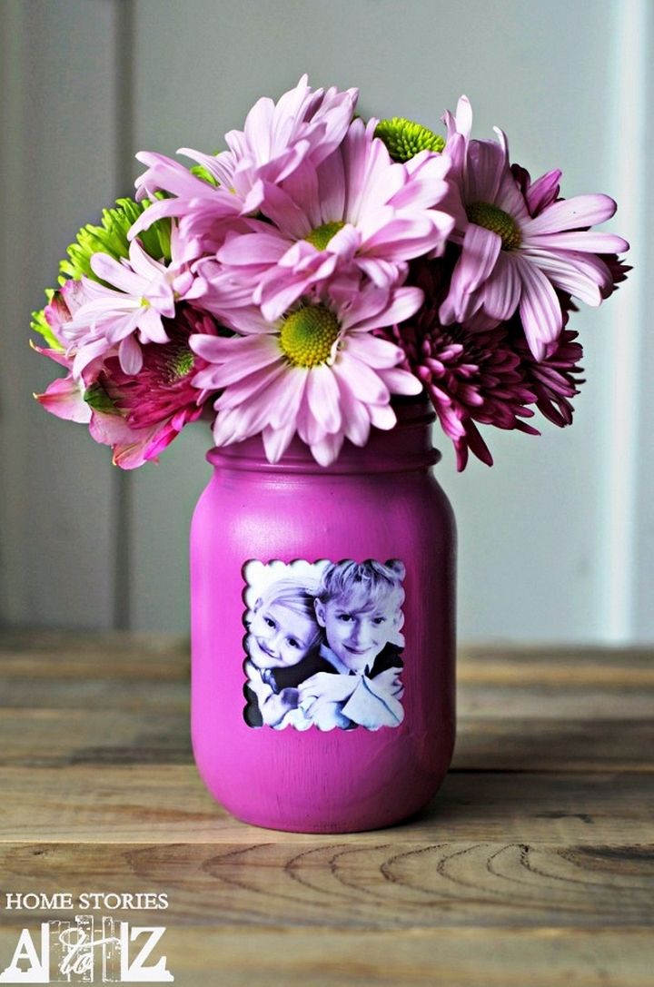 Mason Jar Picture Frame Vase 1