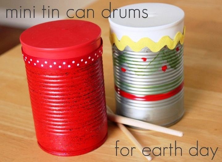 Mini Tin Can Drums Earth Day Craft