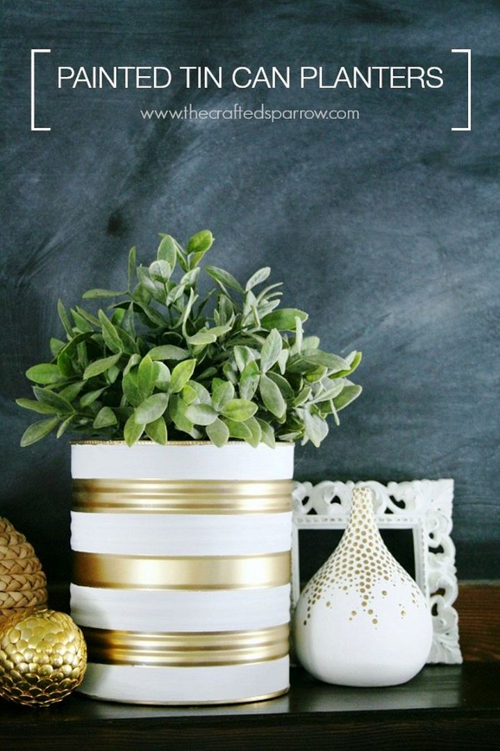 Painted Tin Can Planters