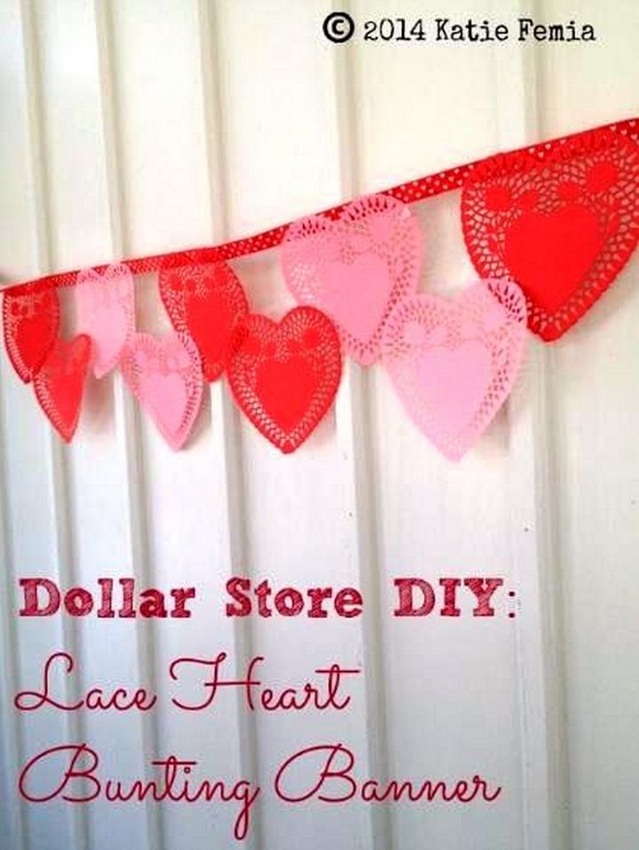 Paper Lace Heart Bunting Valentines Day Banner