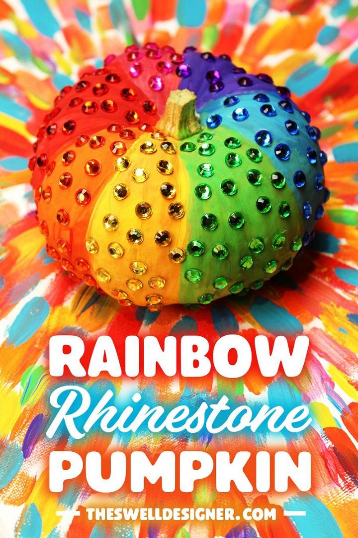 Rainbow Rhinestone Pumpkin DIY