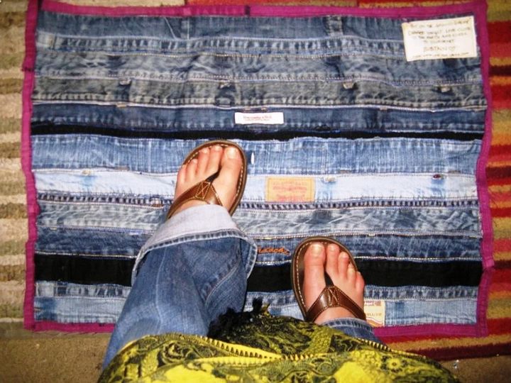 Recycle Denim Floor Mat From Waistbands And Inseams