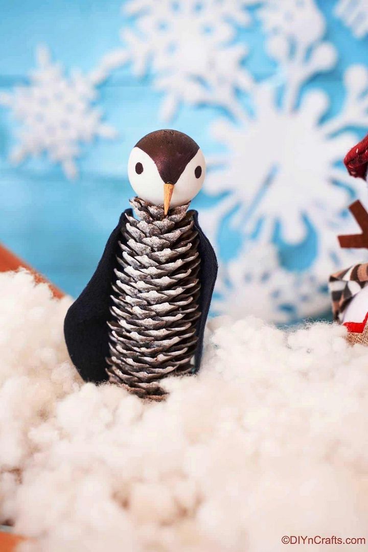 Rustic Pinecone Penguin Winter Kids Craft