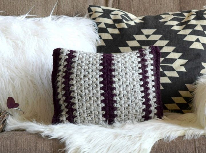 Taos Crochet Throw Pillow Wool Ease Yarn