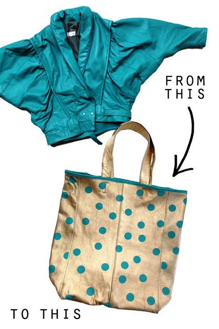 Upcycle Style Spotty Gold Leather Tote Bag