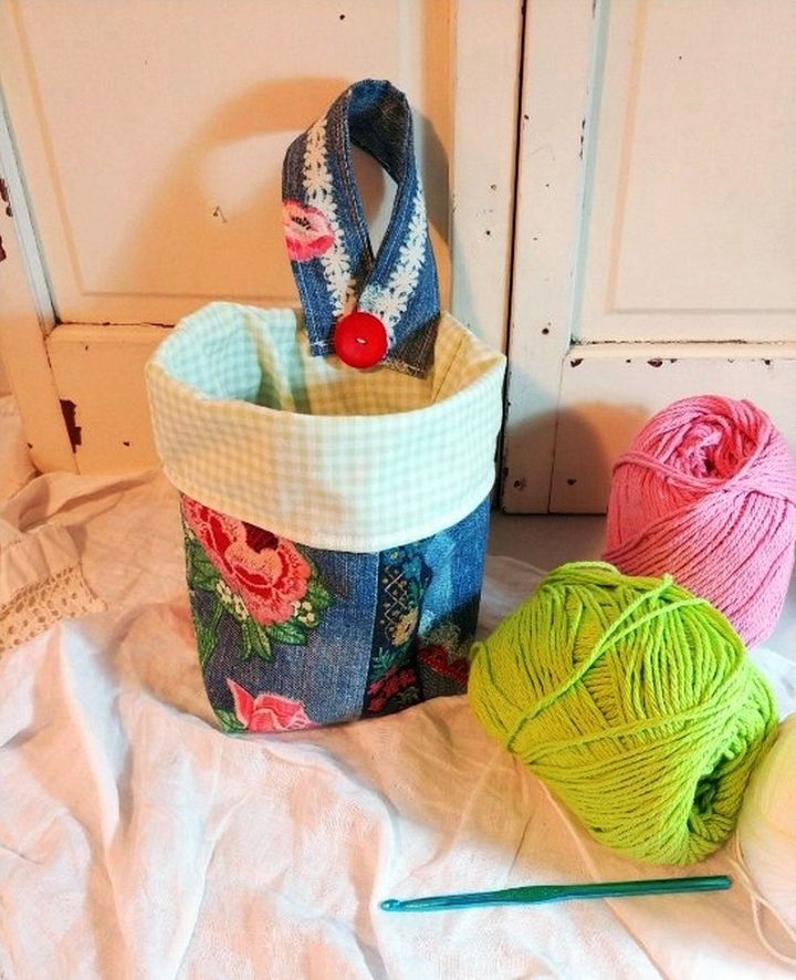Upcycled Denim Fabric Baskets
