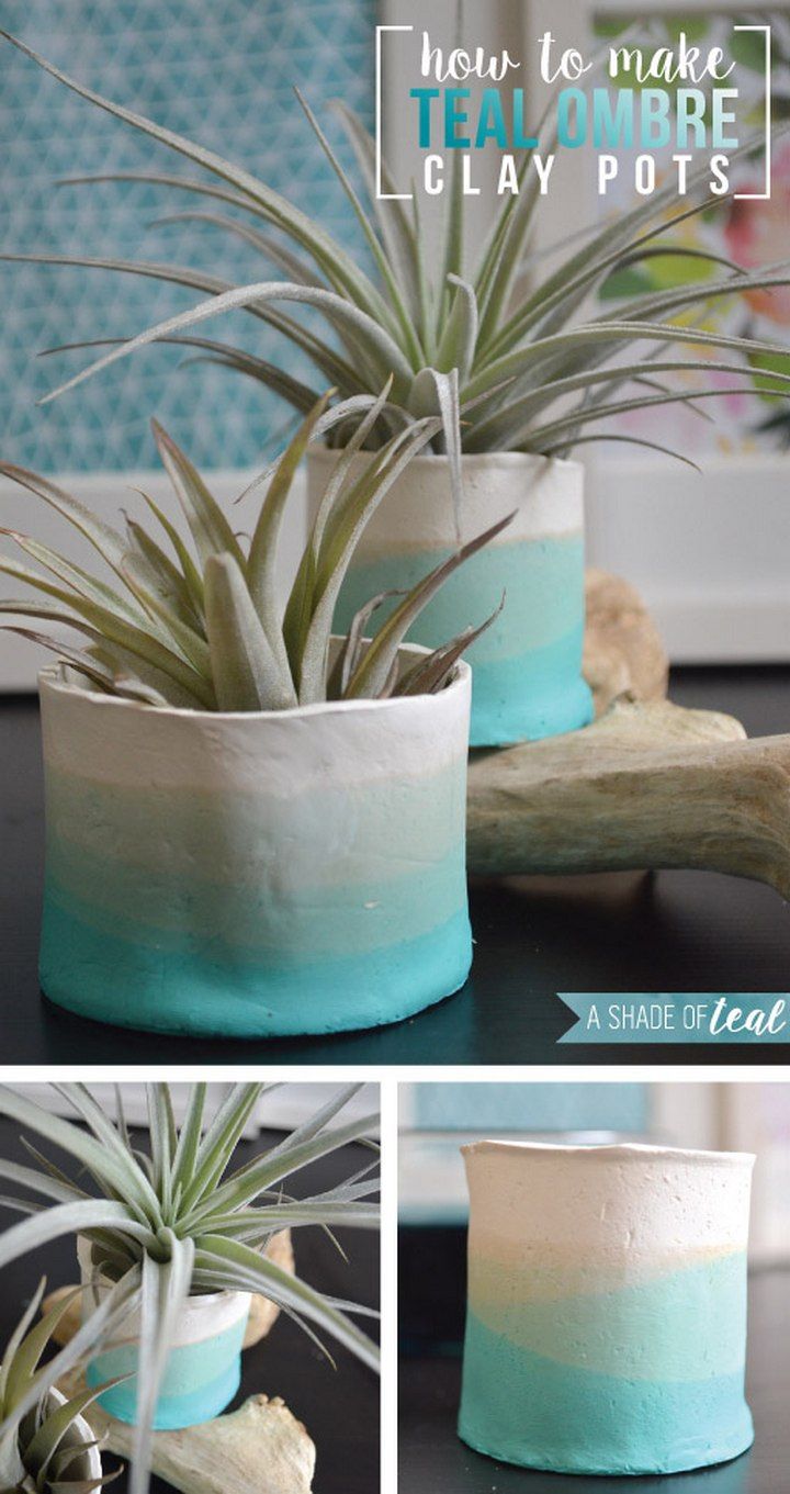 Awesome Teal Ombre Clay Pots