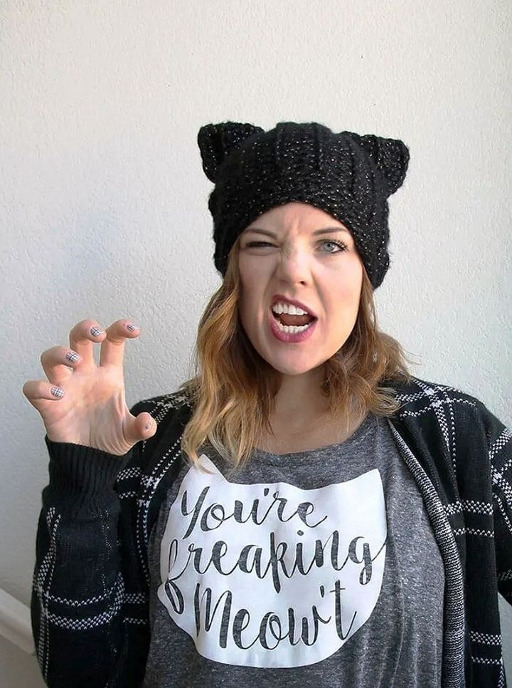 Black Cat Slouch Hat – Free Crochet Cat Hat Pattern