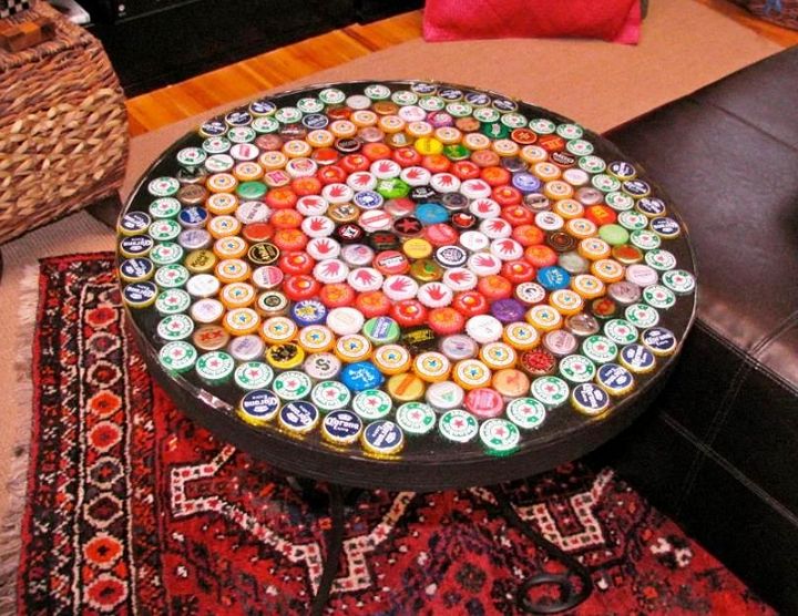 Bottle Cap Table With Poured Resin Surface