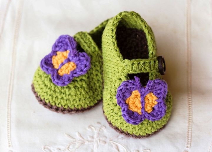 Butterfly Garden Baby Booties Crochet Pattern