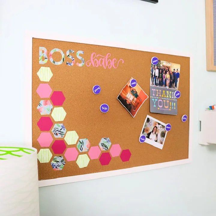 Cork Board with Cricut Iron on for Bedroom