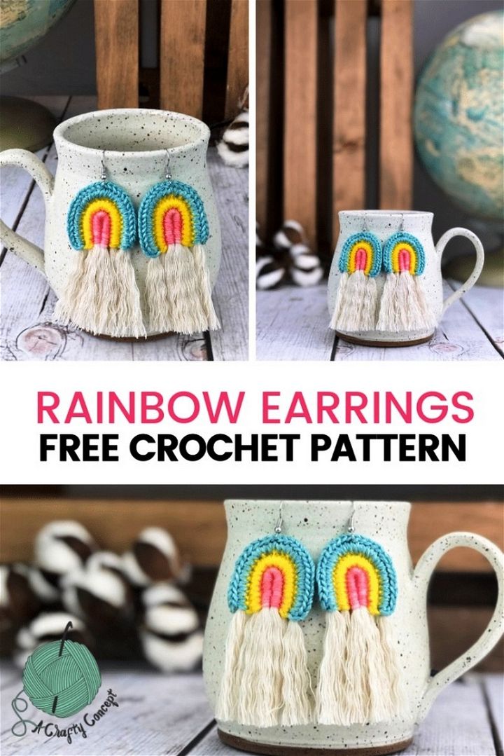 Crafty Rainbow Earrings Free Crochet Pattern