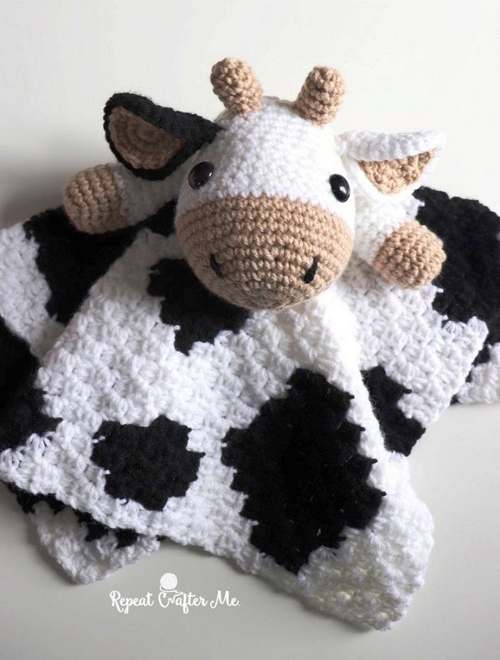 Crochet Cow Lovey Blanket