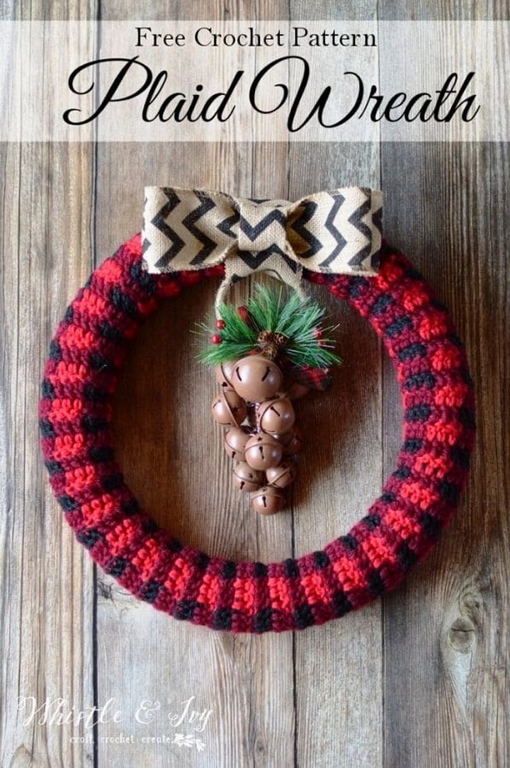 Crochet Plaid Wreath – Free Crochet Pattern