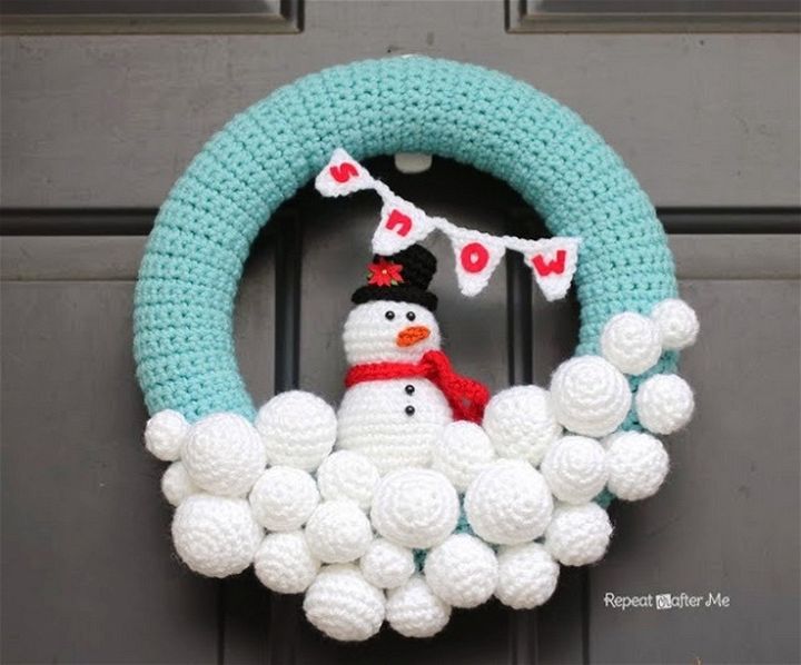 Crocheted Snowball Wreath