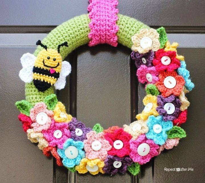 Crocheted Spring Wreath