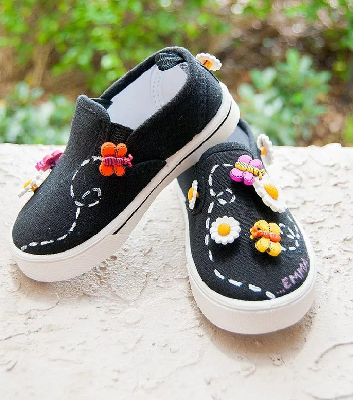 Cute Daisy and Butterfly Embellished Shoes