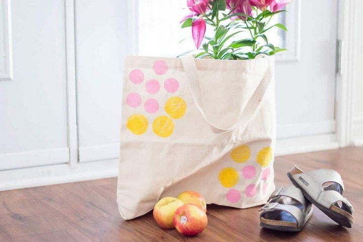 DIY Canvas Tote Bag With Potato Stamp