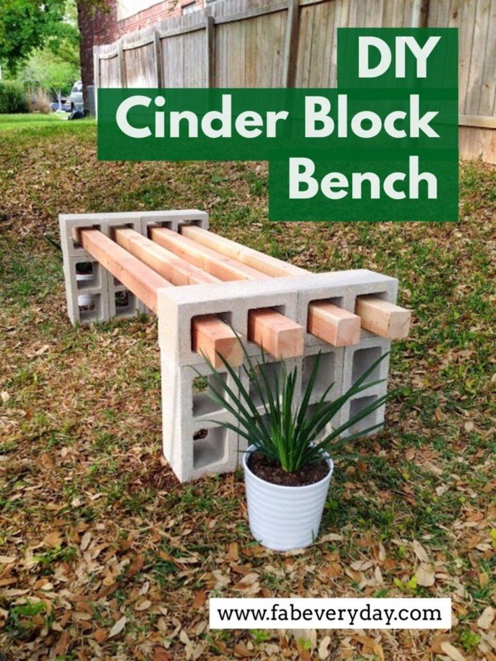 DIY Cinder Block Raised Garden Bench