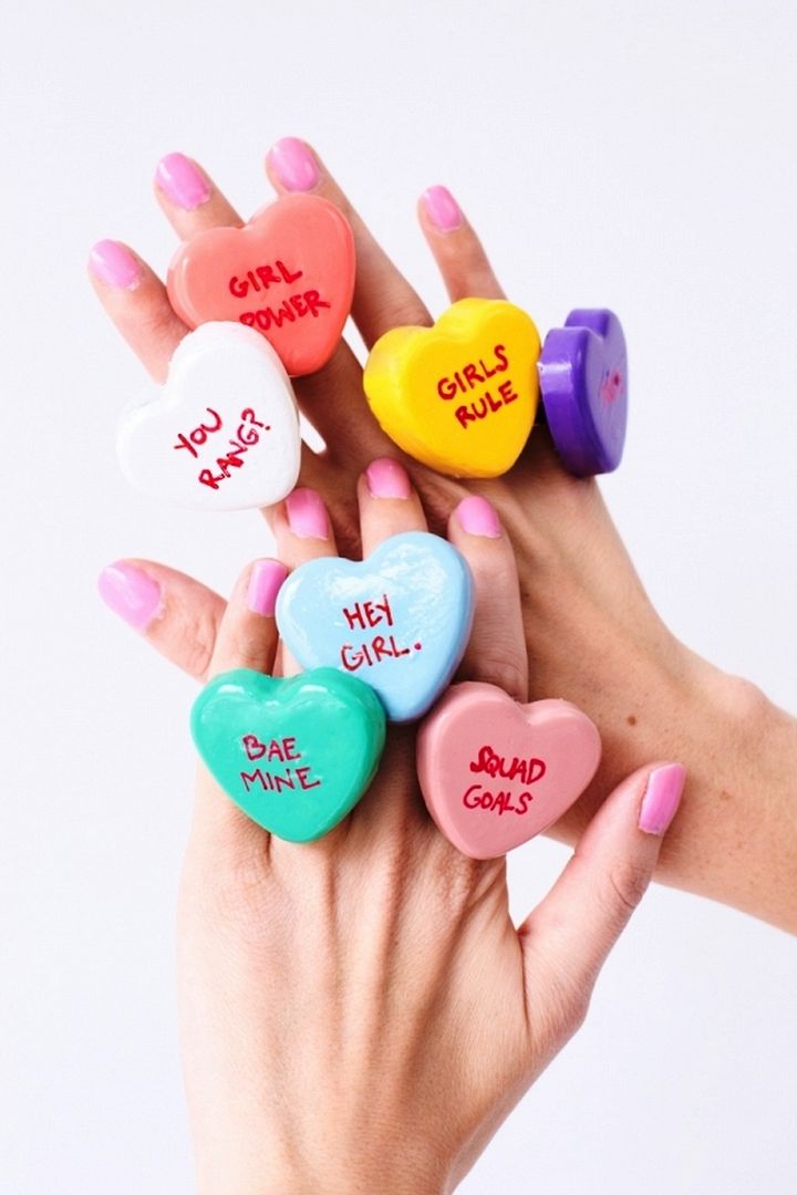 DIY Conversation Heart Rings