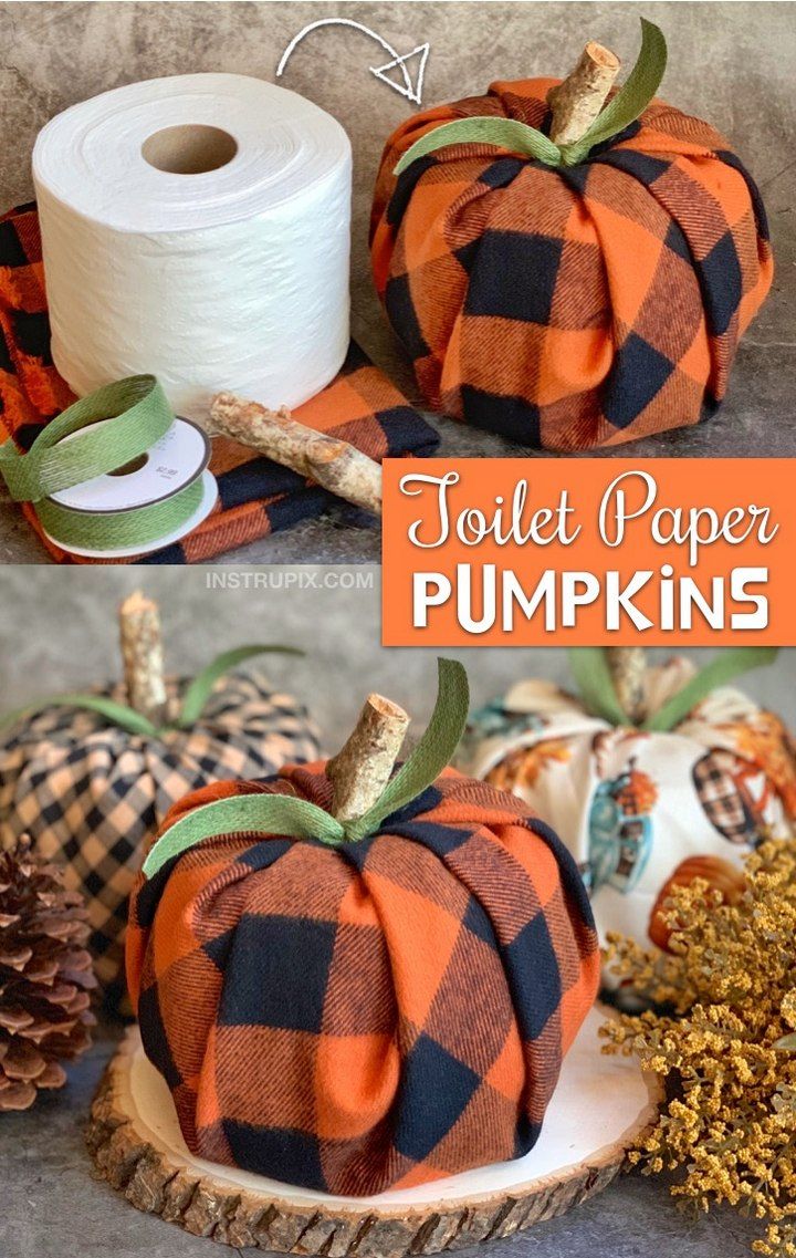 DIY Fall Decor Toilet Paper Pumpkins Cheap Easy